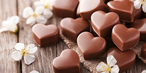 Fototapeta premium Delicious Chocolate Heart Candies Sweet Treats