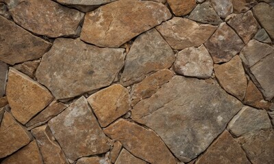 Obraz premium Artistic stone wall with warm earth tones and irregular block arrangement