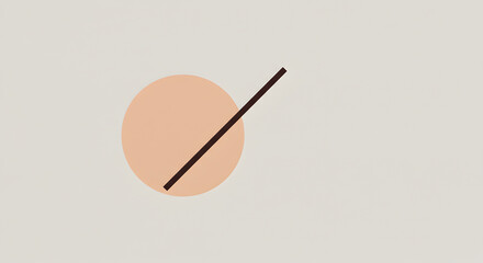 Abstract Image Featuring A Peach Circle And A Dark Brown Diagonal Line