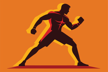 Boxing ring, muscular fighter, dramatic lighting, neon colors, retro style artwork, comic book aesthetic, powerful stance,