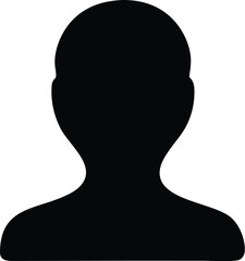 An illustration of a black silhouette of a human head and shoulders on white background