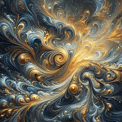 Abstract Gold and Blue Swirls