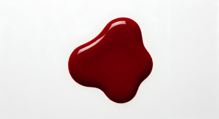Crimson Fluid Drop Isolated On White Background With Reflective Surface