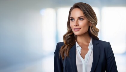 Individual dressed in business attire exudes poise and professionalism amidst a bright workspace