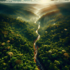 Aerial View of Jungle River