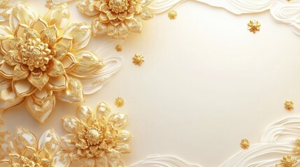 Elegant Gold Floral Decoration on a Soft Cream Background