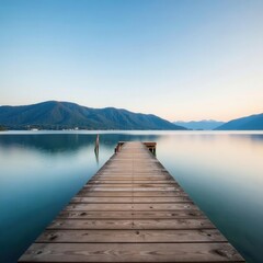 Obraz premium Wooden jetty extending into calm Chiemsee waters, chiemsee, holiday