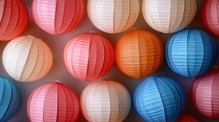 Colorful paper lanterns wall decor