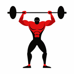 Vector art illustration of a man lifting a barbell overhead