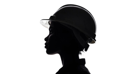 Silhouette of a Worker: A striking silhouette of a worker wearing a safety helmet, symbolizing industry, labor, and protection.