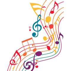 Fototapeta premium Rainbow Music Notes - Abstract Representation of Melody and Rhythm 