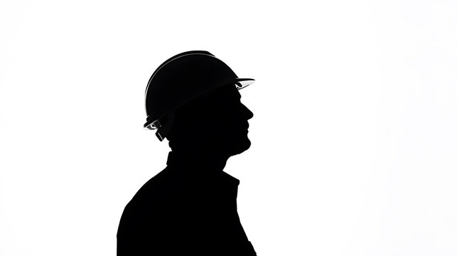 Silhouette of a Construction Worker: A bold silhouette of a construction worker in a safety helmet, embodying the strength and dedication of the construction industry.