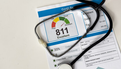 stethoscope on financial statement concept for finance health check or cost of healthcare