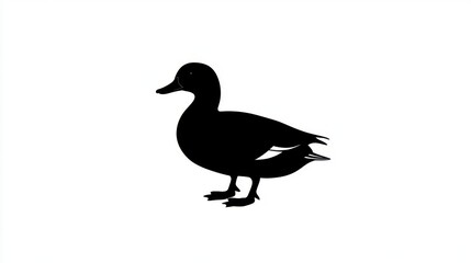 Black silhouette of duck facing left, centered on white space