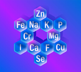 Set of microelements (minerals) useful for human health