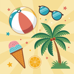 Hello Summer Beach Texture Colorful Text Creative