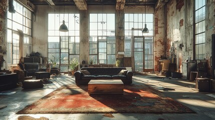 Industrial Loft Interior Sunlight