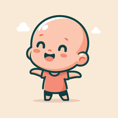 vector image of a bald child