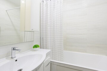 interior apartment kitchen and dining room, refectory area, cooking equipment, table furniture, stove