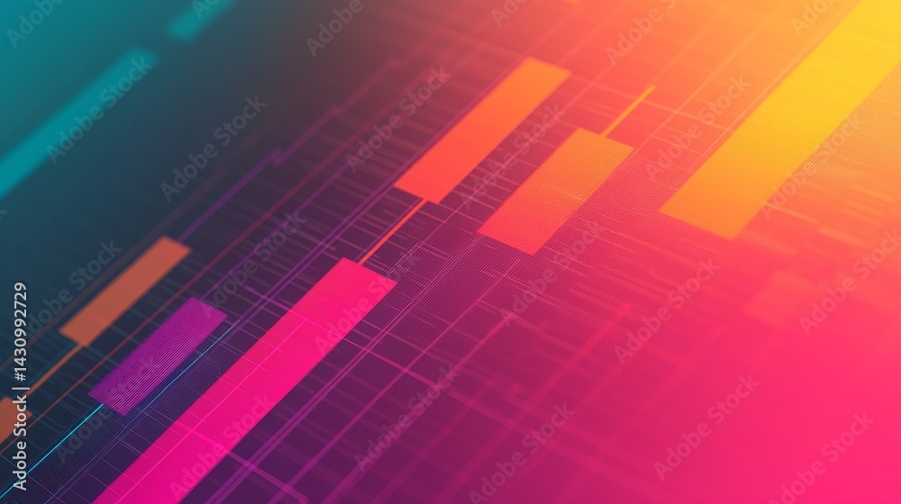 Poster abstract colorful data visualization on a digital background.