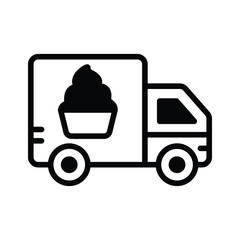Catch a sight of this modern glyph icon of dessert delivery truck