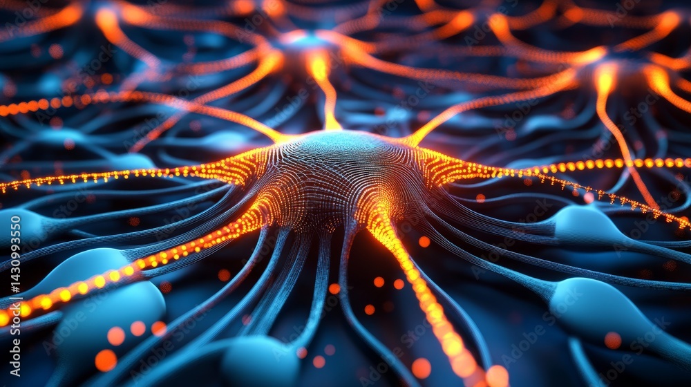Aufkleber futuristic data science concept with glowing graphs, data streams, and neural network nodes connecte