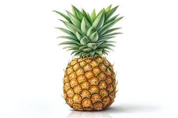 Hyper-Realistic Fresh Pineapple on White Background