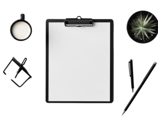 Workspace Mockup with Clipboard, Accessories
