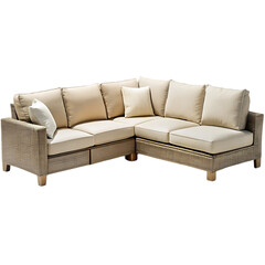Fototapeta premium Beige Corner Sectional Sofa: Modern Furniture for Living Room