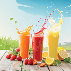 Nice Summer Juices Splashing