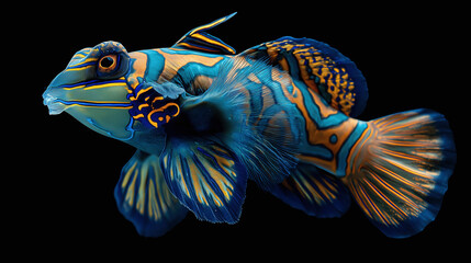 Fototapeta premium Mandarinfish on Black Background