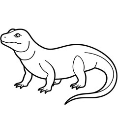 Obraz premium Cute Cartoon Komodo Dragon Illustration Coloring Page for Kids