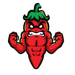 Chili Pepper Strong Mascot Design