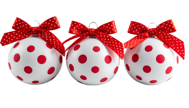 red Christmas balls isolated on transparent background