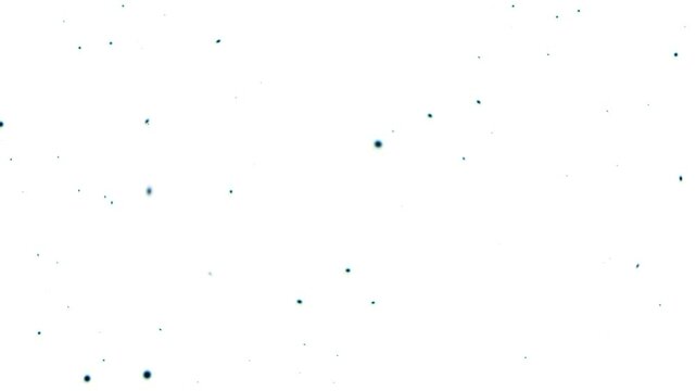 Appearing and disappearing black dust particles, circles on a white background abstraction.
