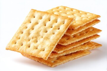 Stack of crackers square isolated on white background