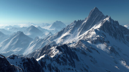 Fototapeta premium Snow Covered Mountain Range Under Blue Sky