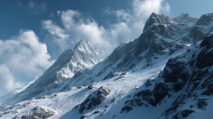 Obraz premium Snow Covered Mountain Peaks Under Blue Sky