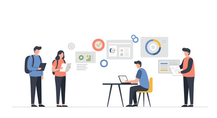 Team Working Together in a Modern Office Environment  