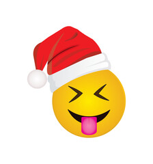a yellow emoji face with a smile emoji, happy Christmas,  emoji Christmas face, whats app emoji, reaction smiley, Christmas smiley, 
