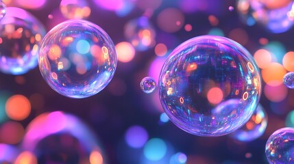 Abstract holographic spheres floating in a digital data environment