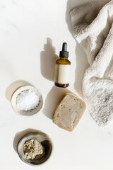 Skin care natural cosmetics. Beauty concept for face and body care