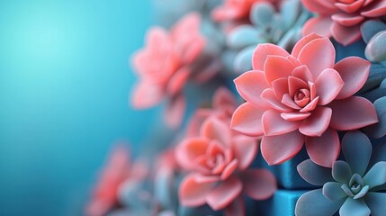 Obraz premium Vibrant Succulents in Soft Pink and Teal