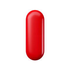A single red capsule standing vertically with rounded edges isolated against a transparent background space png