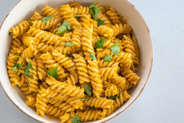  delicious and easy pasta dish with red bell pepper pesto, served as a comforting dinner