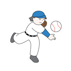 野球のピッチャーがボールを投げているイラスト