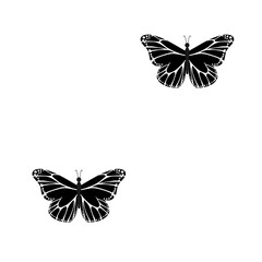Repeating print pattern black butterfly with intricate shapes on white background - vector