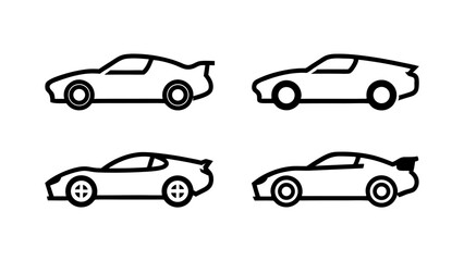 set of car silhouette vector on white background