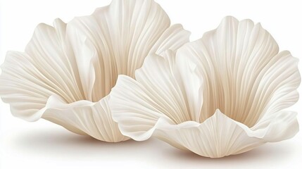 Two abstract, light beige floral forms