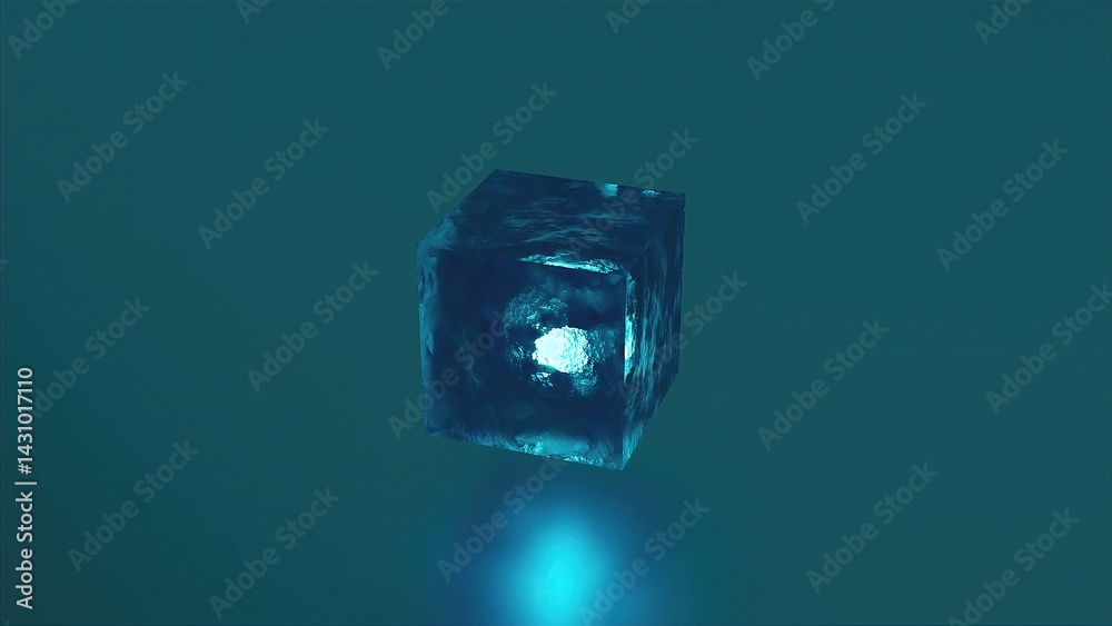 Poster ice cube rotation. computer generated 3d render